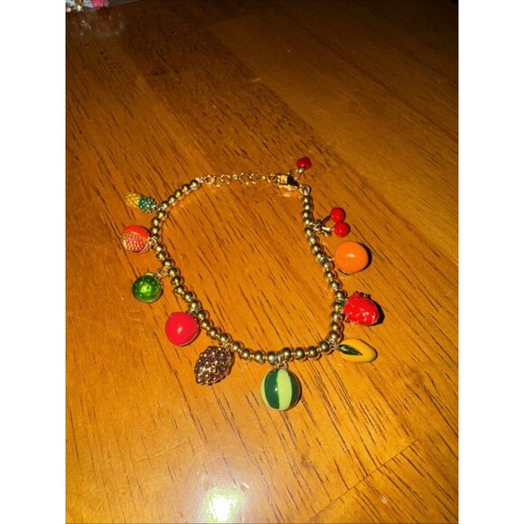 🍒Piper K Multi Fruit Charm Adjustable Charm Bracelet with Gold Bead Chain NWOB - Picture 2 of 6